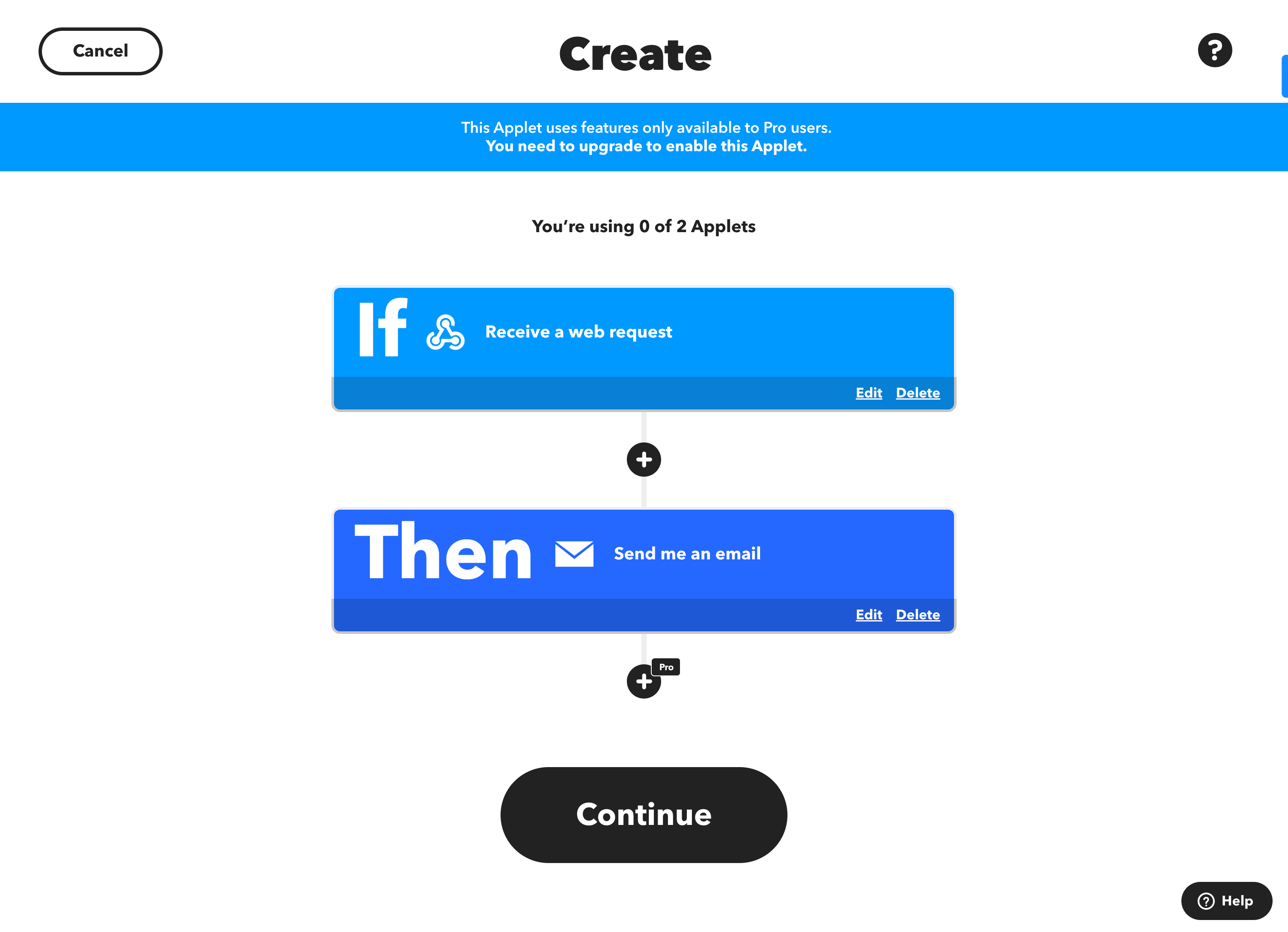 Added Then That → searched Email → selected Send me an email
